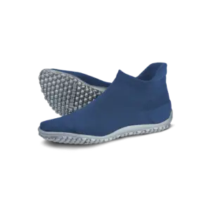 Sneaker barefoot shoes in blue with grey soles.