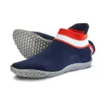 Sneaker barefoot shoes in blue, white, and red.