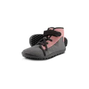 Leguanito Scippo barefoot shoes in rose and grey for kids.