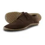 Dean barefoot shoes in brown with tan soles.