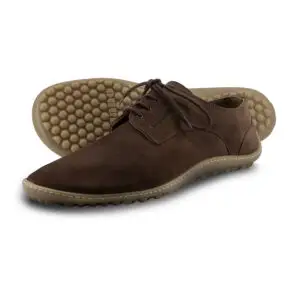 Dean barefoot shoes in brown with tan soles.